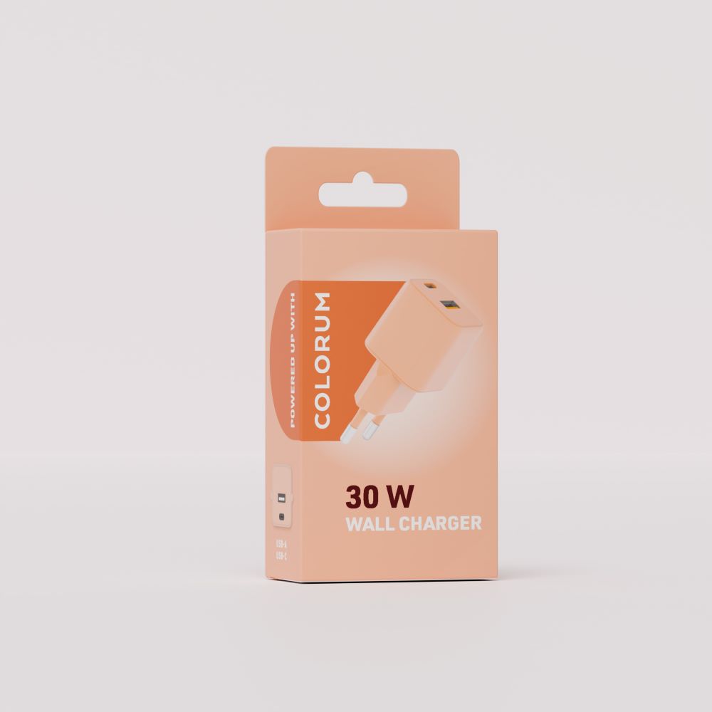 COLORUM väggladdare USB-A + USB-C PD 30W CLS30-AC-14 i Peach Fuzz