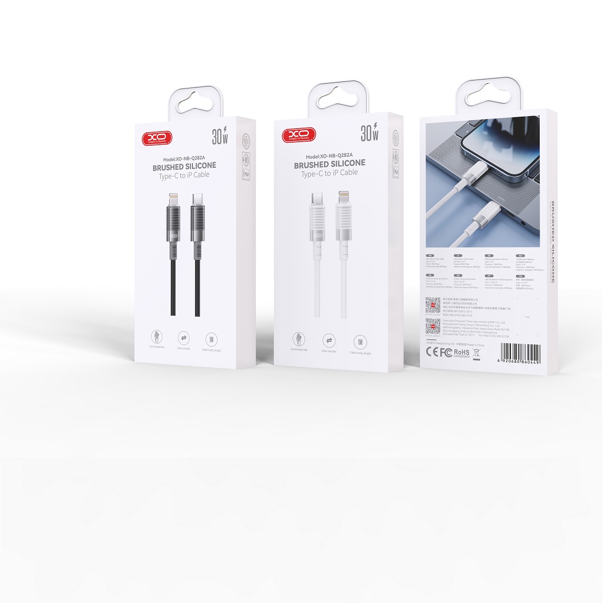 XO-kabel NB-Q282A PD USB-C – Lightning 1,0 m 27W vit