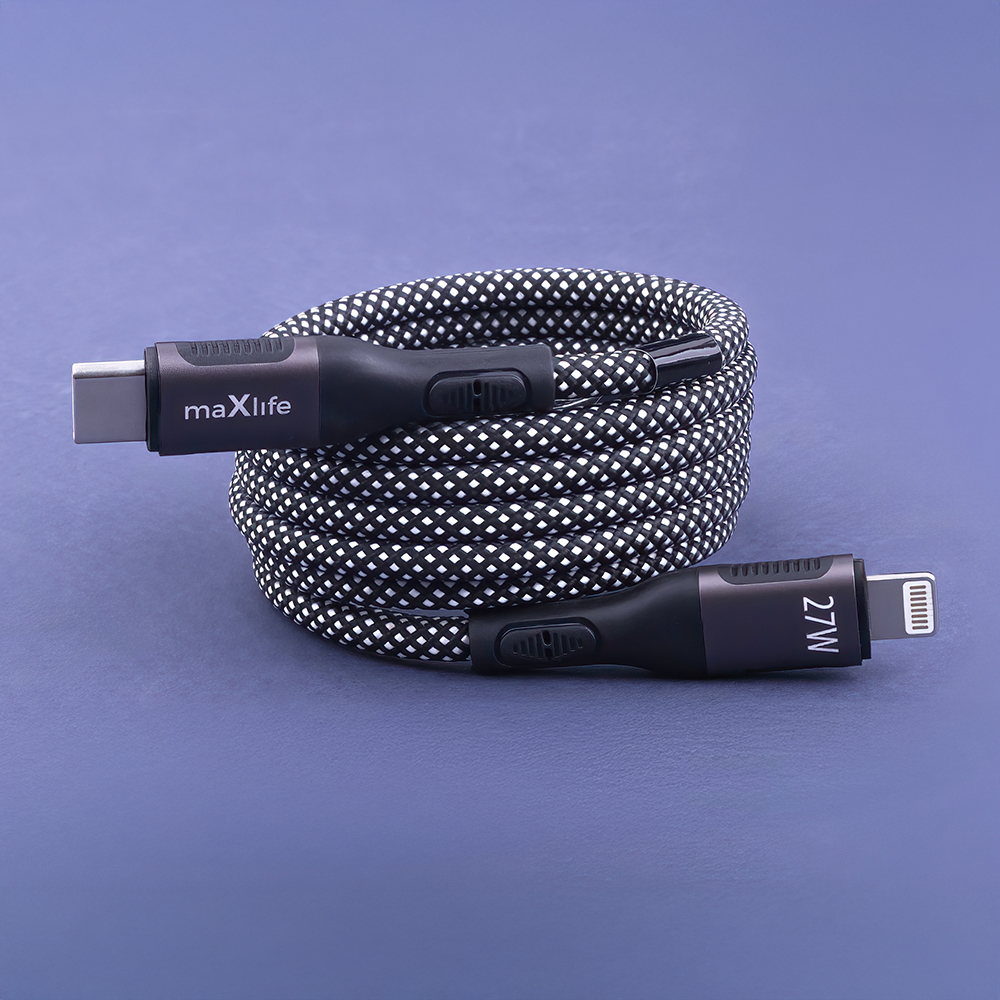 Maxlife MXUC-11 magnetic cable USB-C – Lightning 1,0 m 27W black nylon