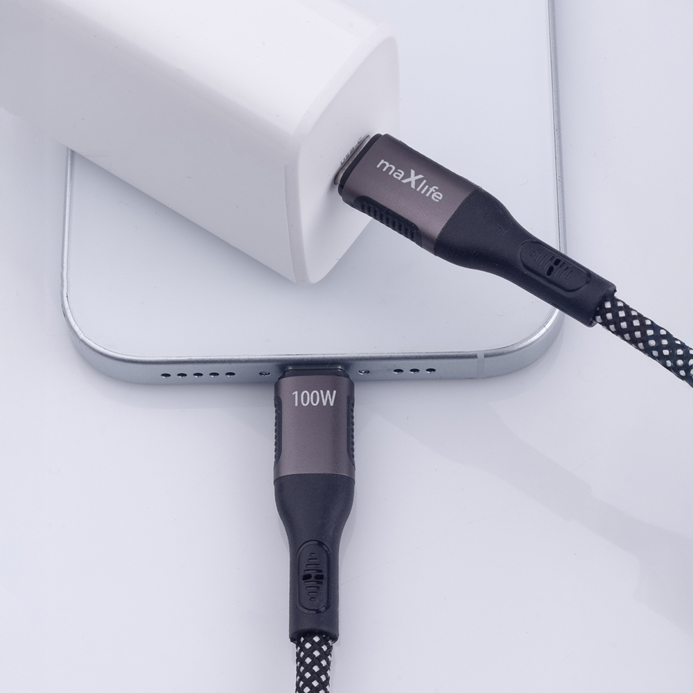 Maxlife MXUC-11 magnetic cable USB-C – USB-C 1,0 m 100W black nylon