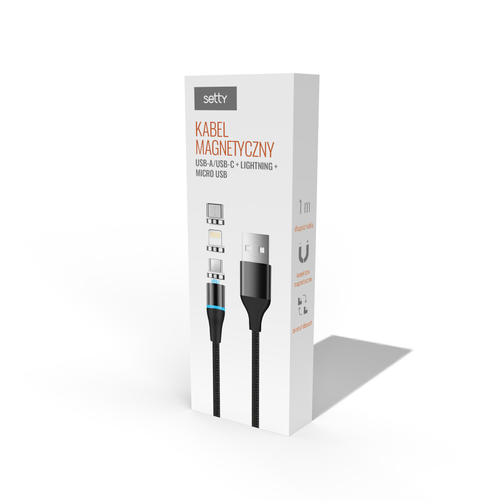 Setty magnetic cable DT 3in1 2,5A 1,0 m KBM-01 black JO