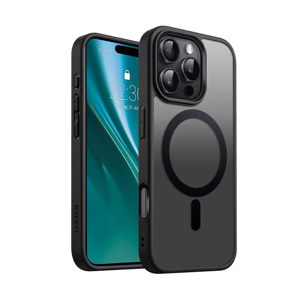 Etteri Matt Mag-fodral för iPhone 16 Pro Max 6,9 tum svart