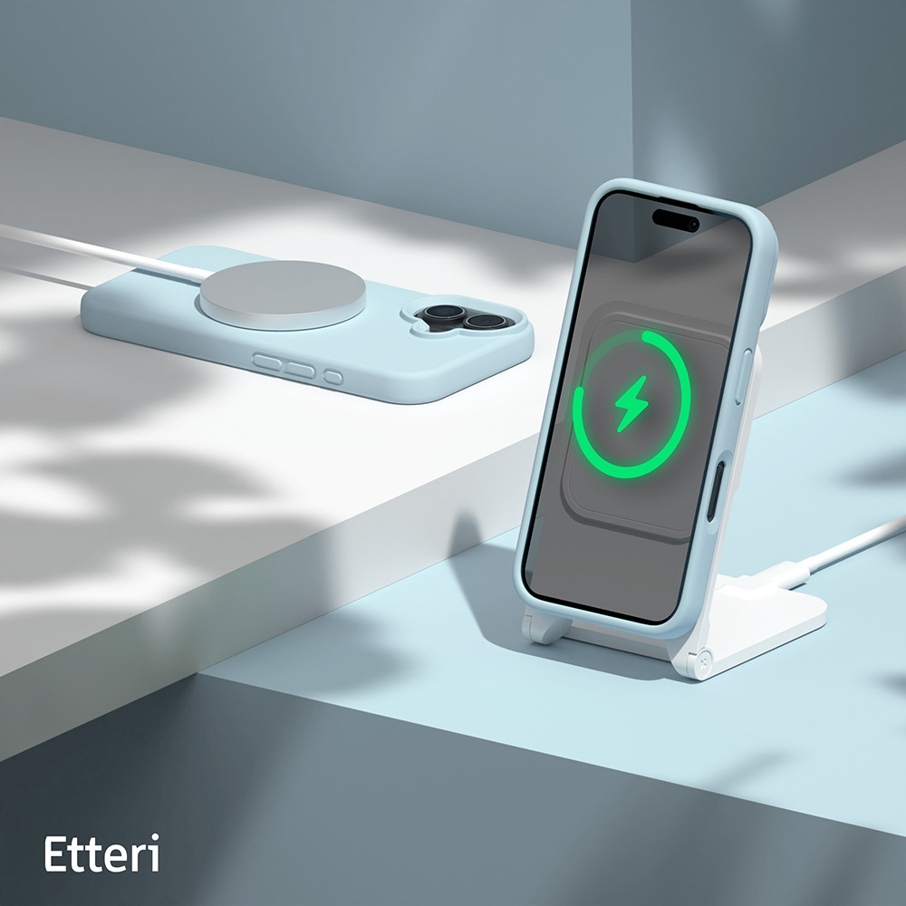 Etteri Silicone Mag case for iPhone 16 6,1″ light blue