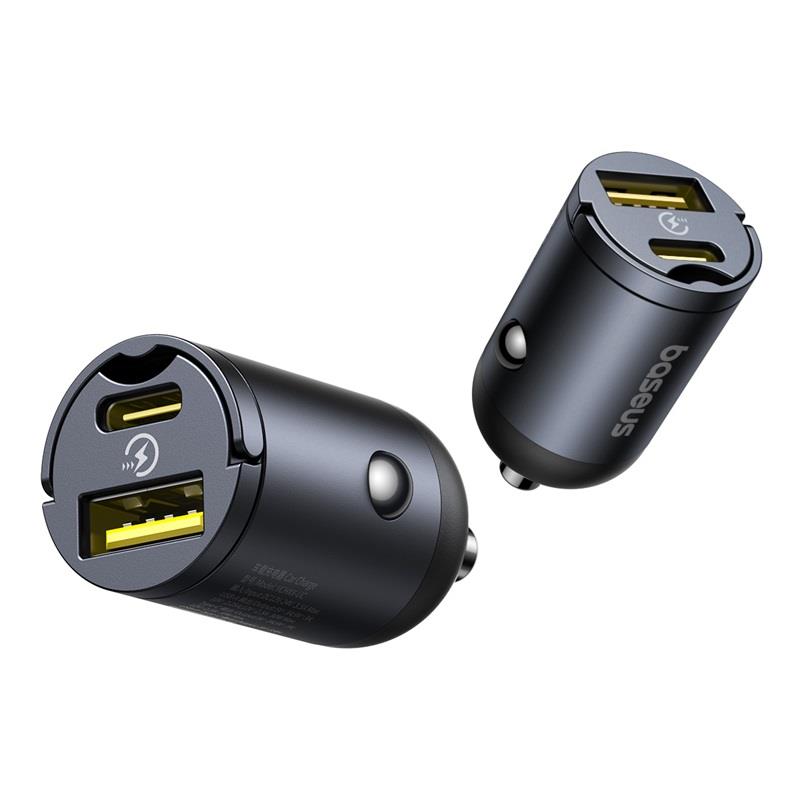 Baseus Mini Tiny Star PD car charger 1x USB-C – USB-A port 30W black