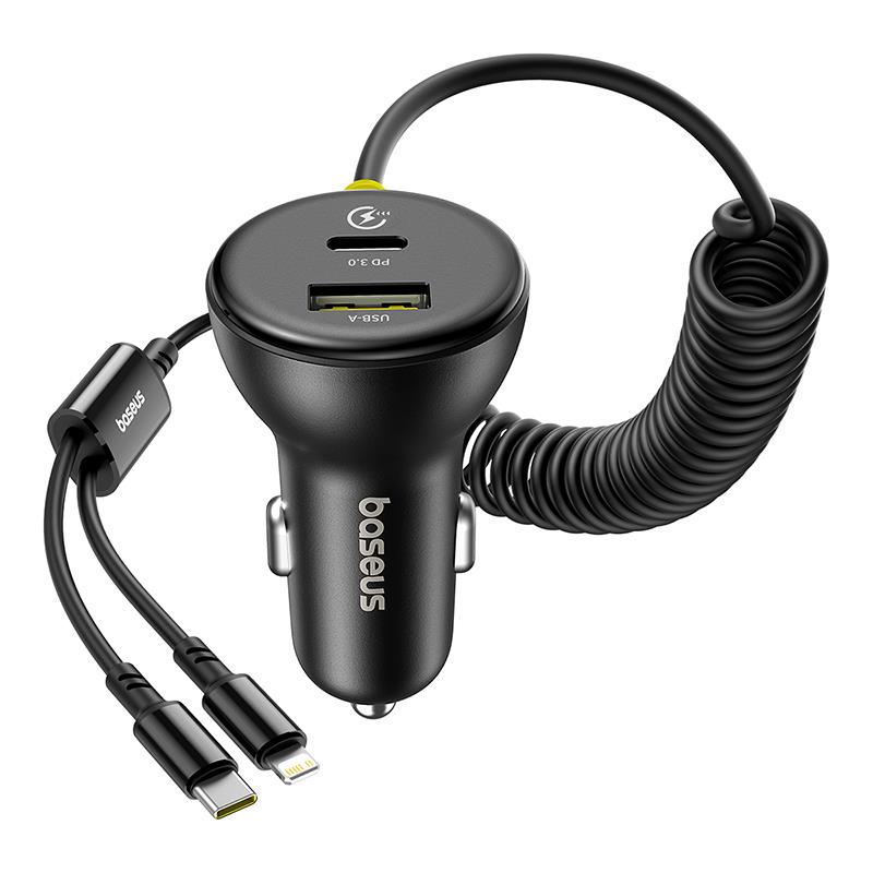Baseus PD-bilopladdare 1x USB-C – USB-C-port 60W svart
