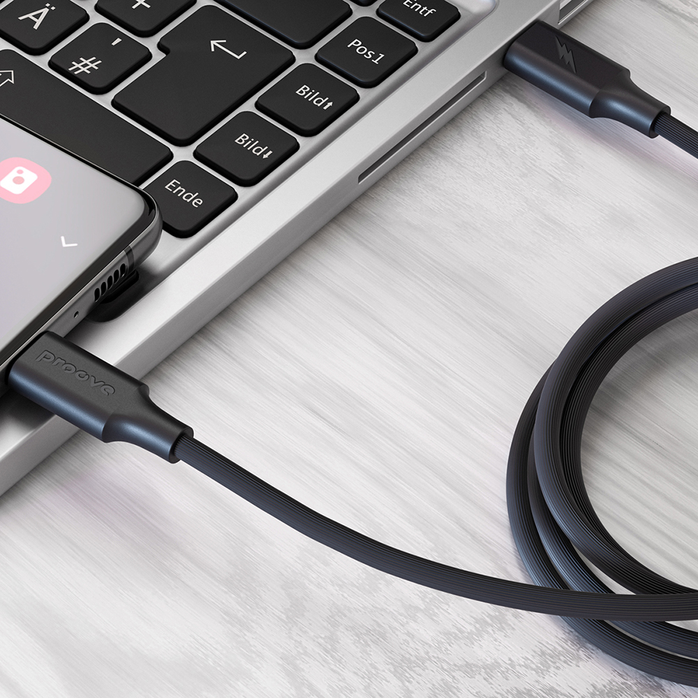 Proove kabel Randig Silikon USB-C – USB-C 1m 60W svart