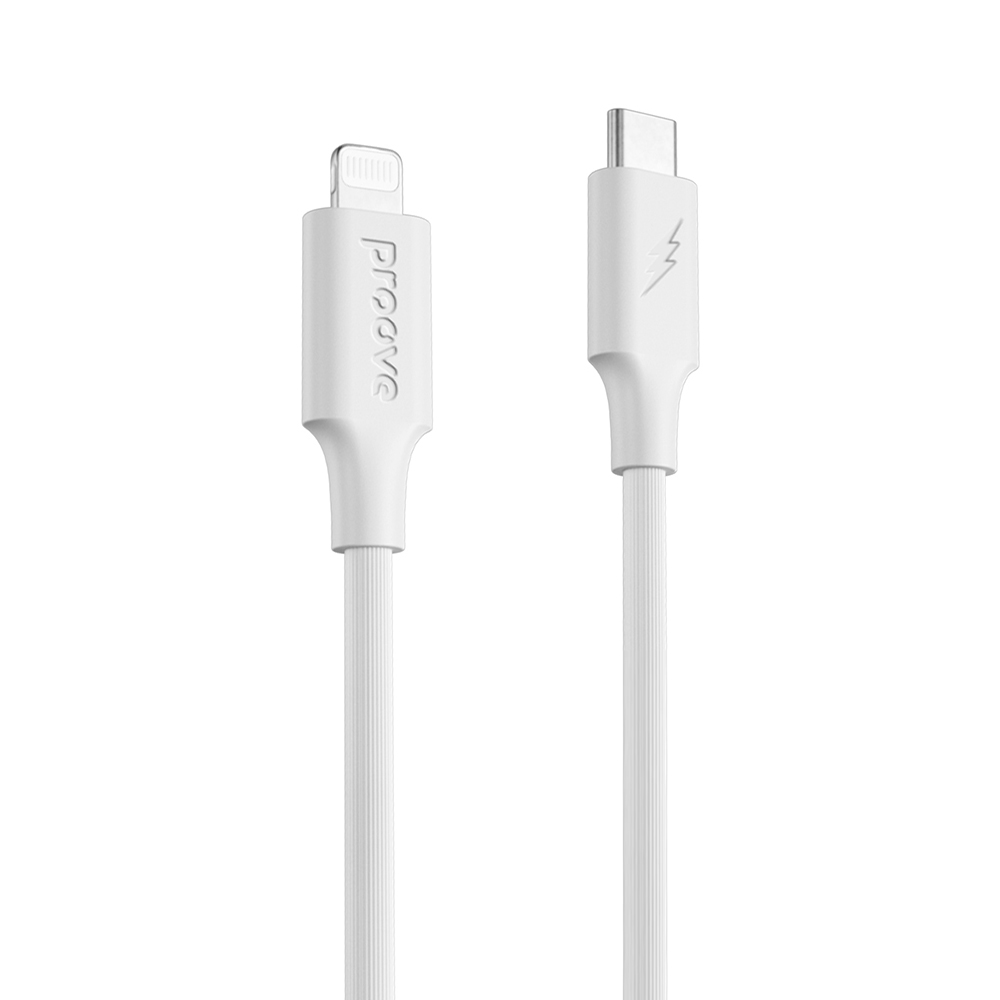 Proove-kabel Striped Silicone USB-C – Lightning 1m 3A vit