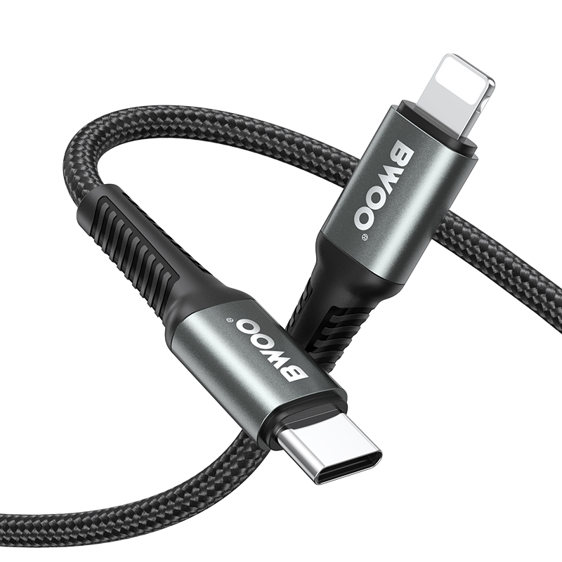 BWOO Braided Cable USB-C – Lightning 3m 30W black