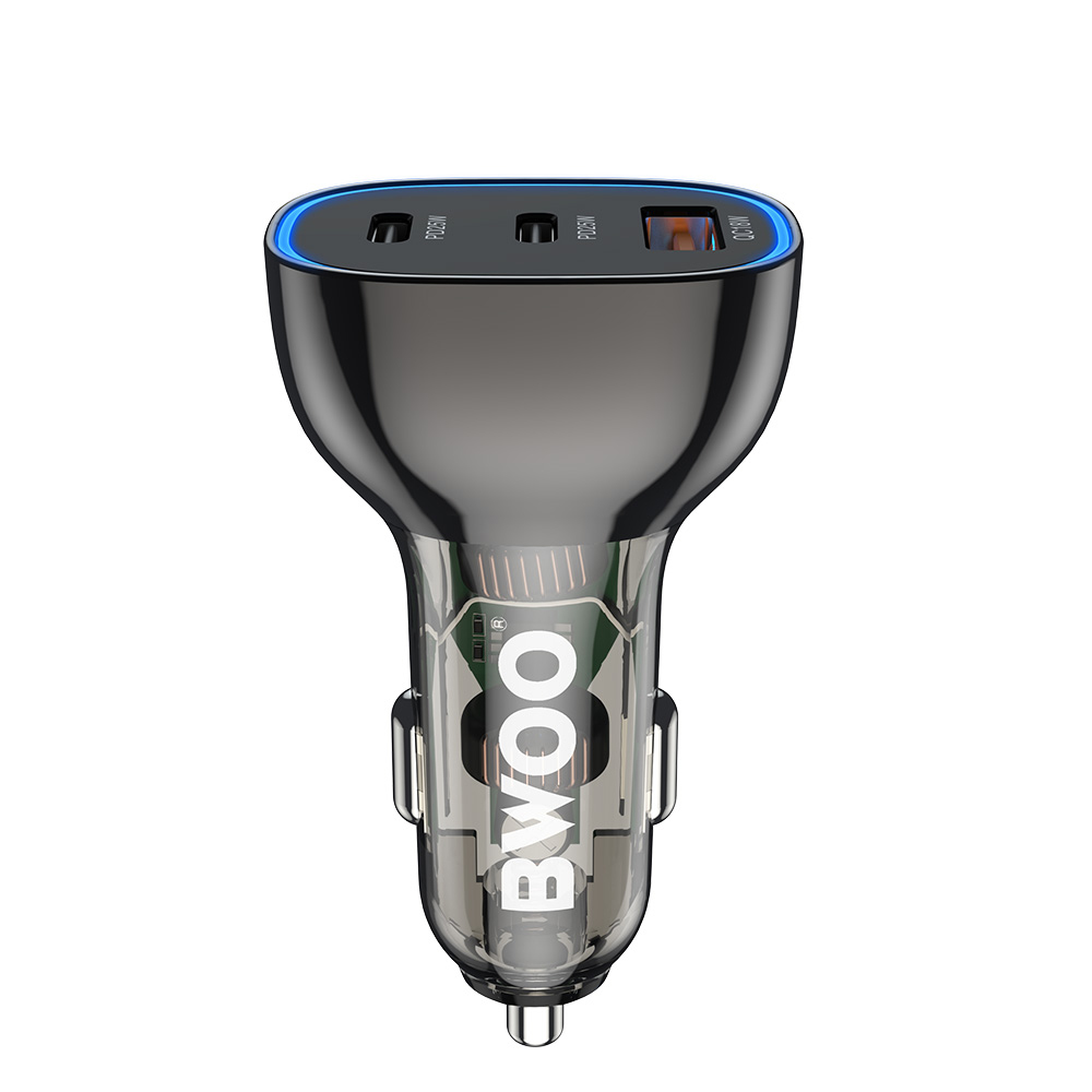 BWOO PD car charger 2x USB-C port + USB-A 68W black