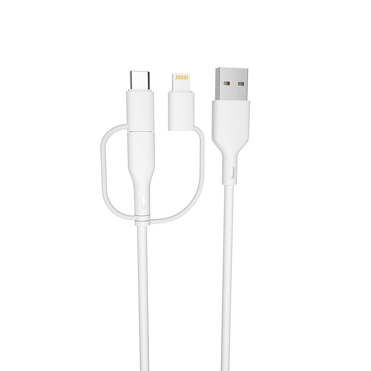 Evigt återvinningskabel 3w1 1,5m 2,4A USB-A – USB-C + microUSB + Lightning KR3W1-00 vit