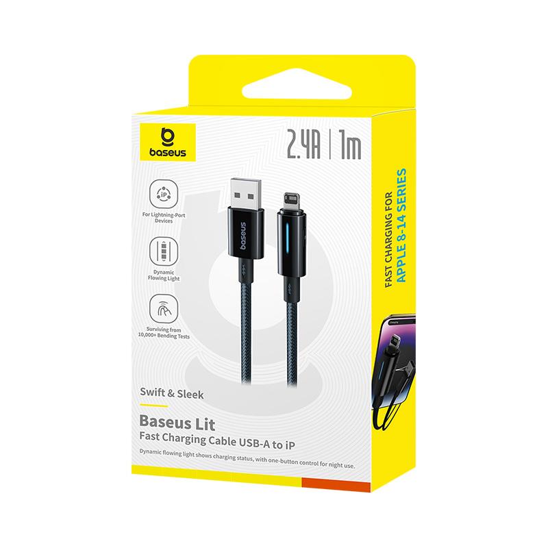 Baseus Lit Cable USB – Lightning 1m 2,4A Cosmic Black
