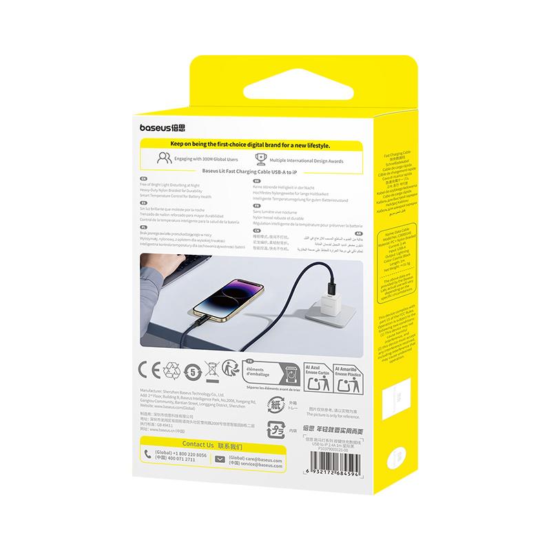 Baseus Lit Cable USB – Lightning 1m 2,4A Cosmic Black