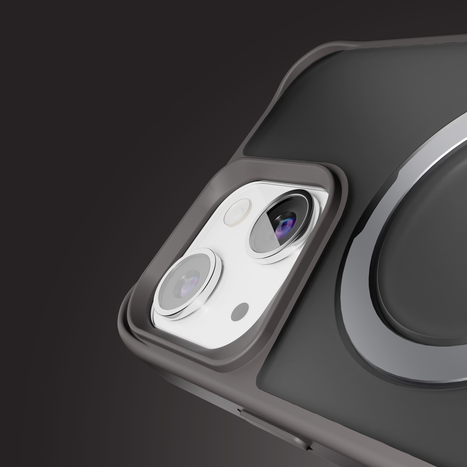 Etteri Matt Mag Ring-fodral för iPhone 12 / 12 Pro 6,1″ grå