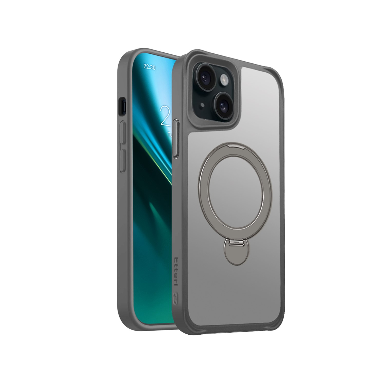 Etteri Matt Mag Ring case for iPhone 15 6,1″ grey
