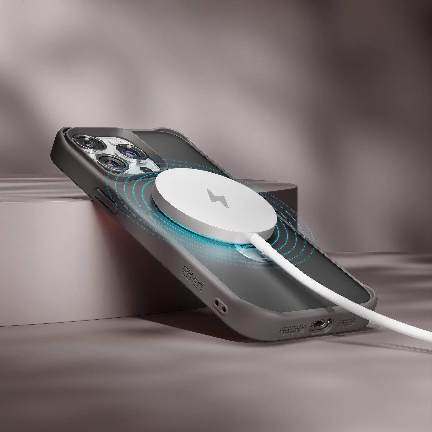 Etteri Matt Mag Ring-fodral för iPhone 15 Pro 6,1″ grå