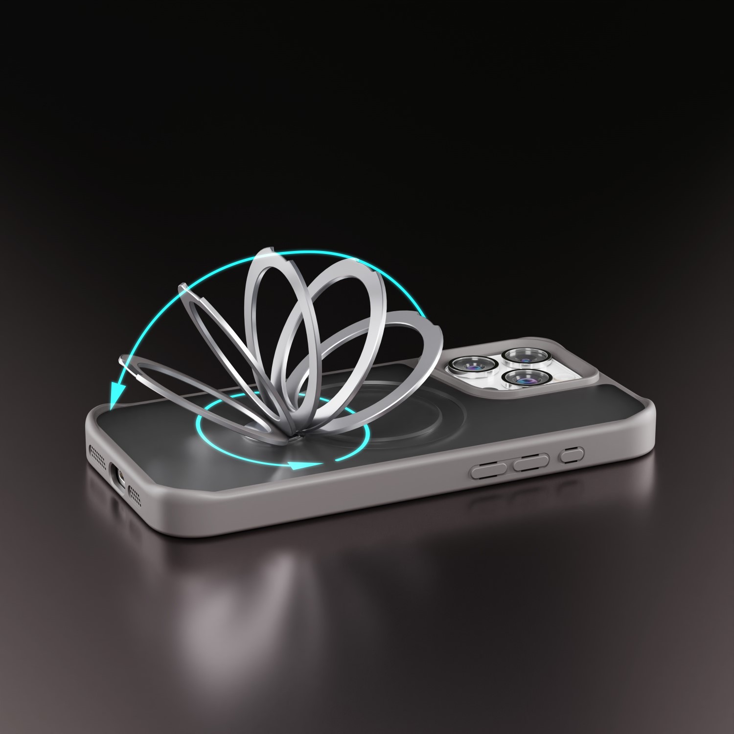 Etteri Matt Mag Ring-fodral för iPhone 15 Pro Max 6,7″ grå