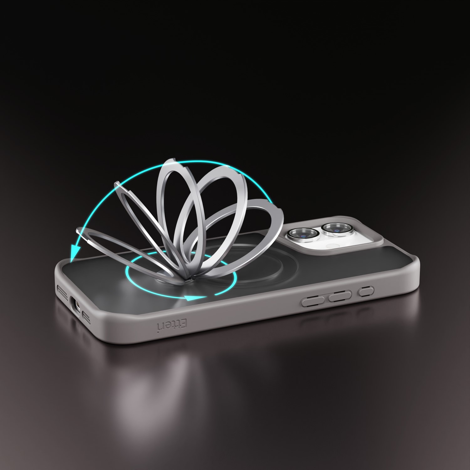 Etteri Matt Mag Ring-fodral för iPhone 16 Plus 6,7″ grå