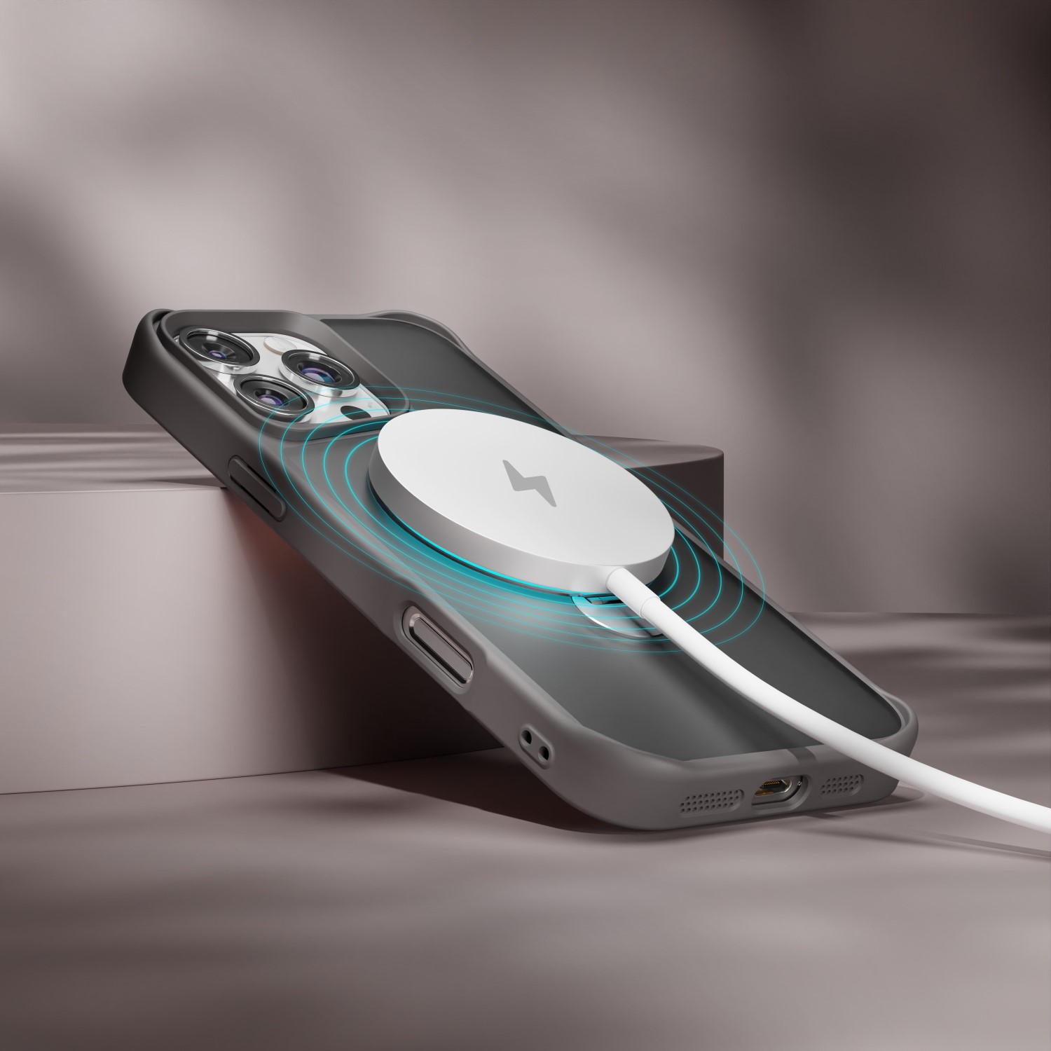 Etteri Matt Mag Ring case for iPhone 16 Pro 6,3″ grey