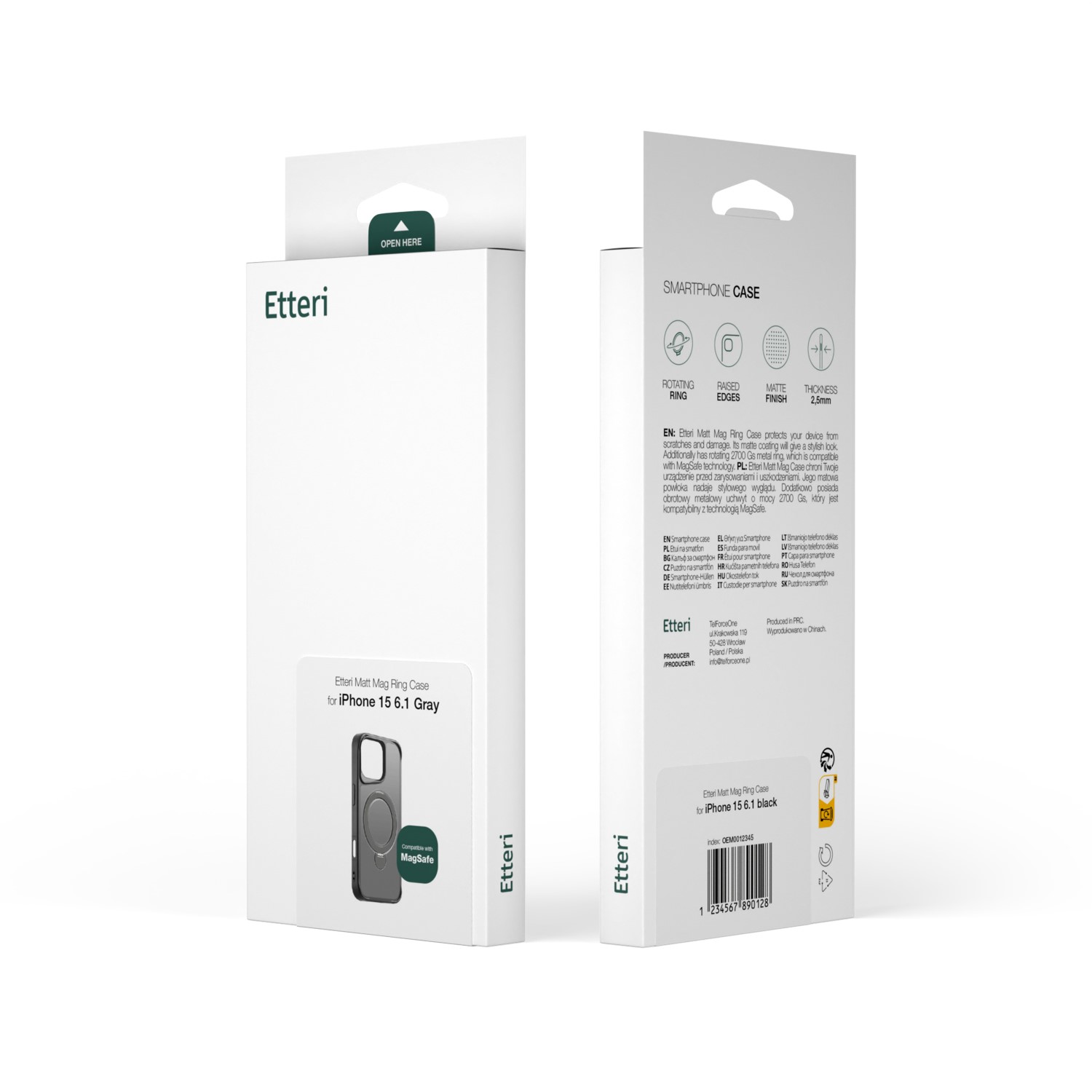 Etteri Matt Mag Ring case for iPhone 16 Pro Max 6,9″ grey