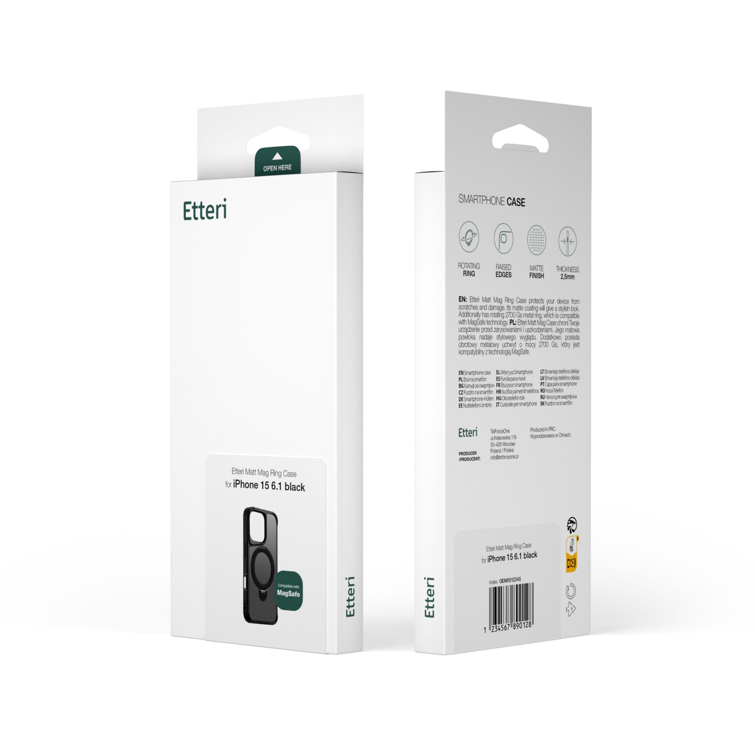 Etteri Matt Mag Ring case for iPhone 12 / 12 Pro 6,1″ black