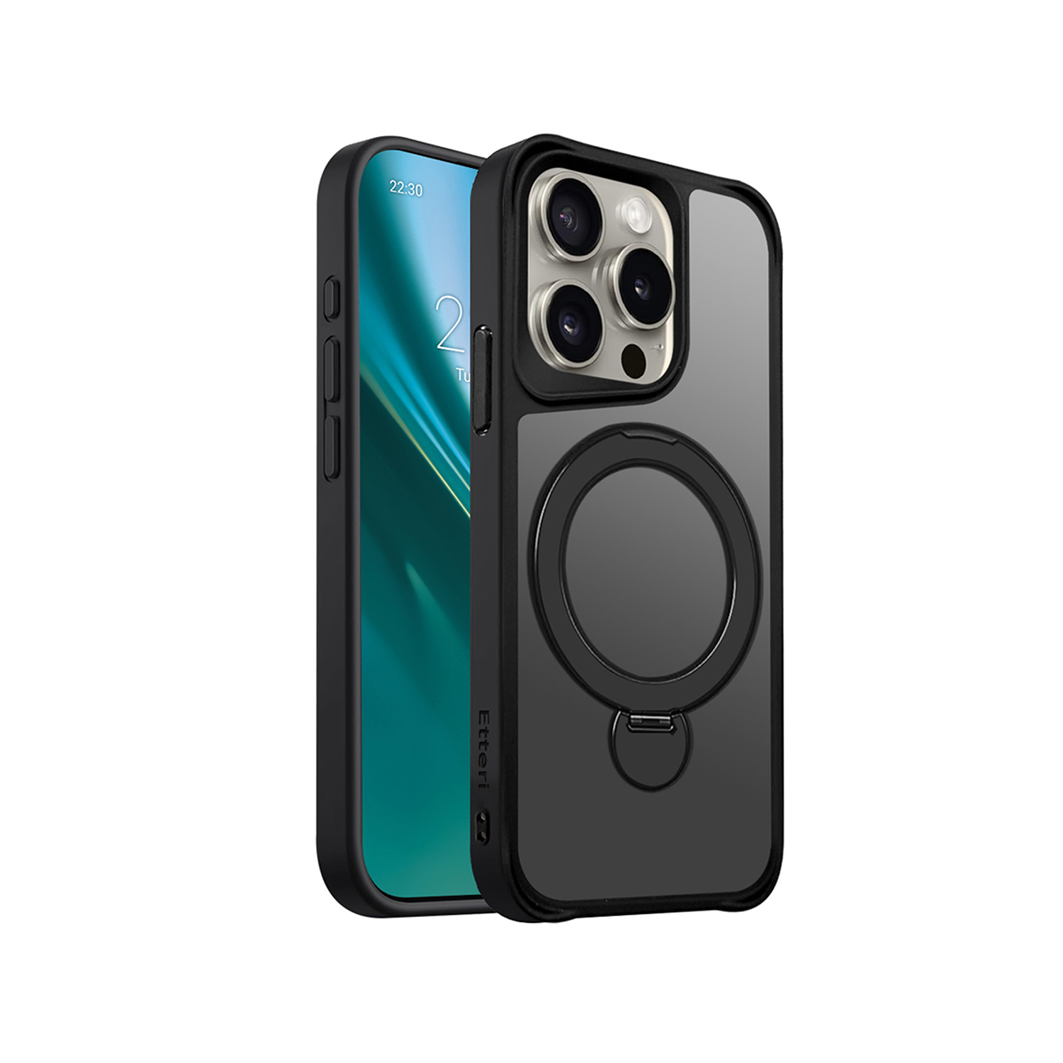 Etteri Matt Mag Ring case for iPhone 15 Pro 6,1″ black