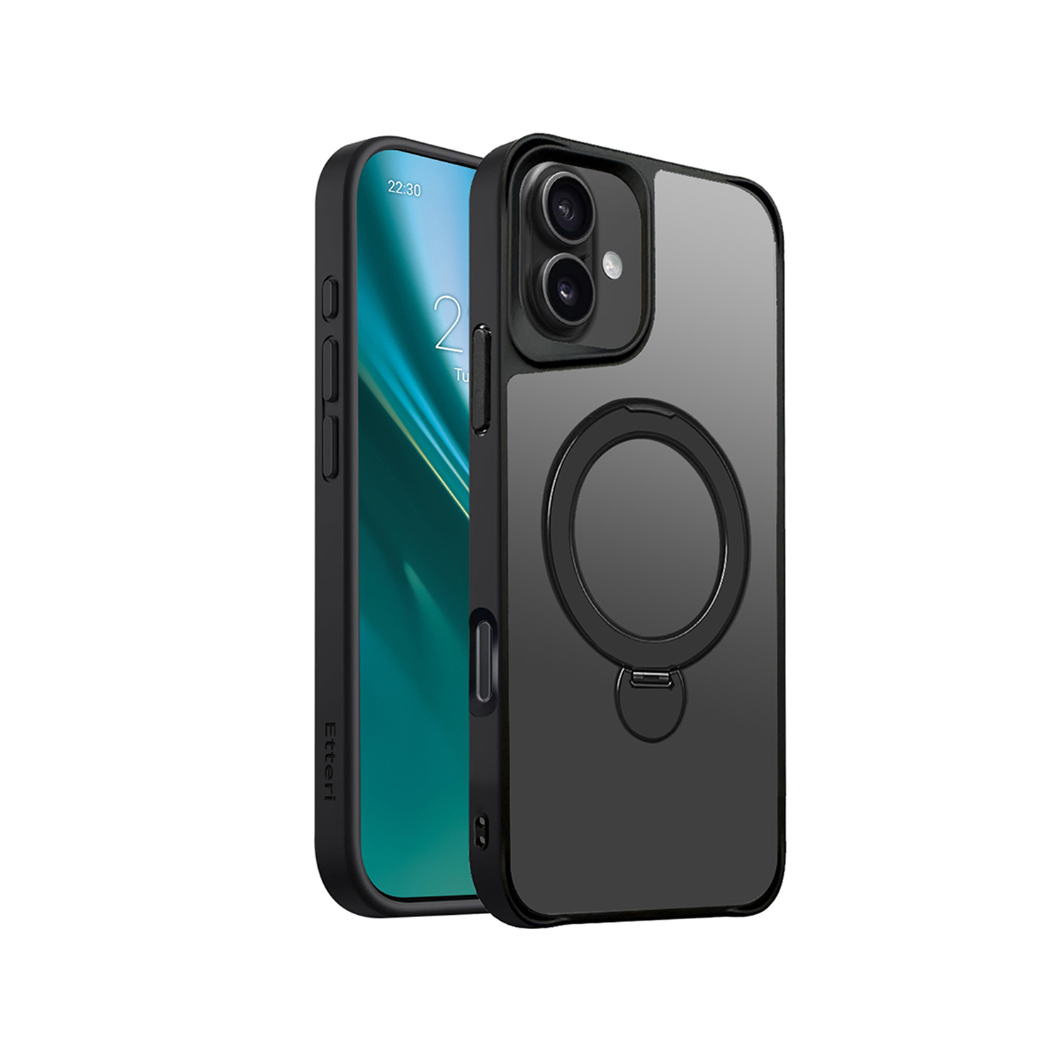 Etteri Matt Mag Ring-fodral för iPhone 16 Plus 6,7″ svart