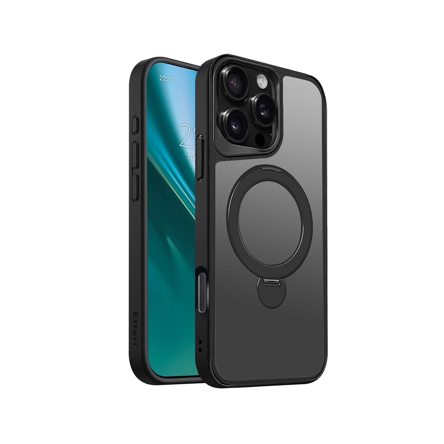 Etteri Matt Mag Ring-fodral till iPhone 16 Pro Max 6,9″ svart