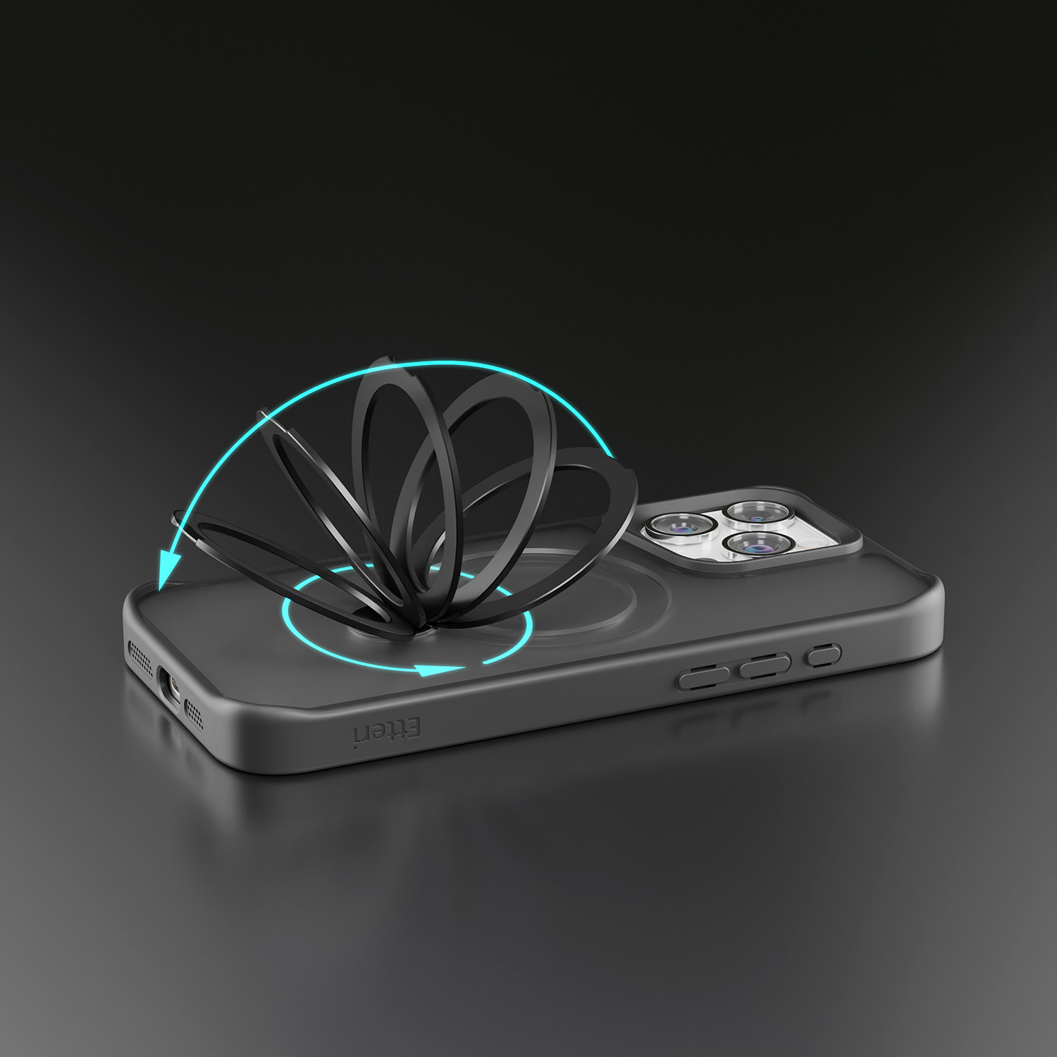 Etteri Matt Mag Ring-fodral till iPhone 16 Pro Max 6,9″ svart