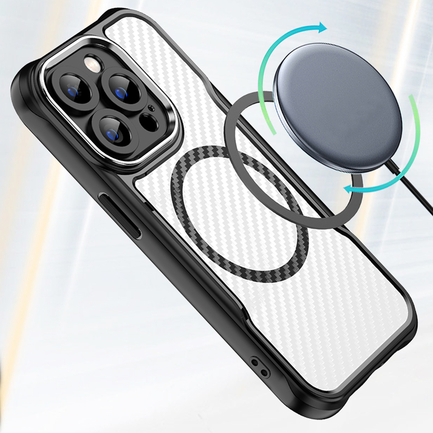 Defender Carbon Mag-fodral för iPhone 14 Pro Max 6,7 tum svart