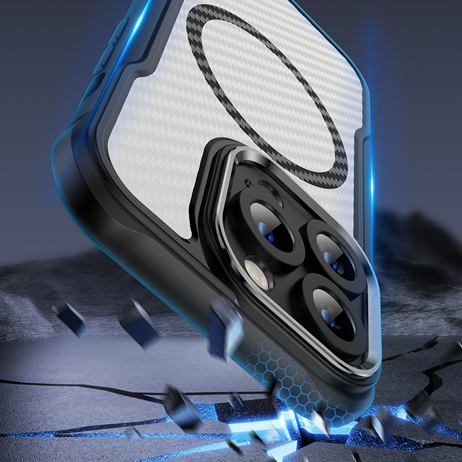 Defender Carbon Mag-fodral för iPhone 14 Pro Max 6,7 tum svart