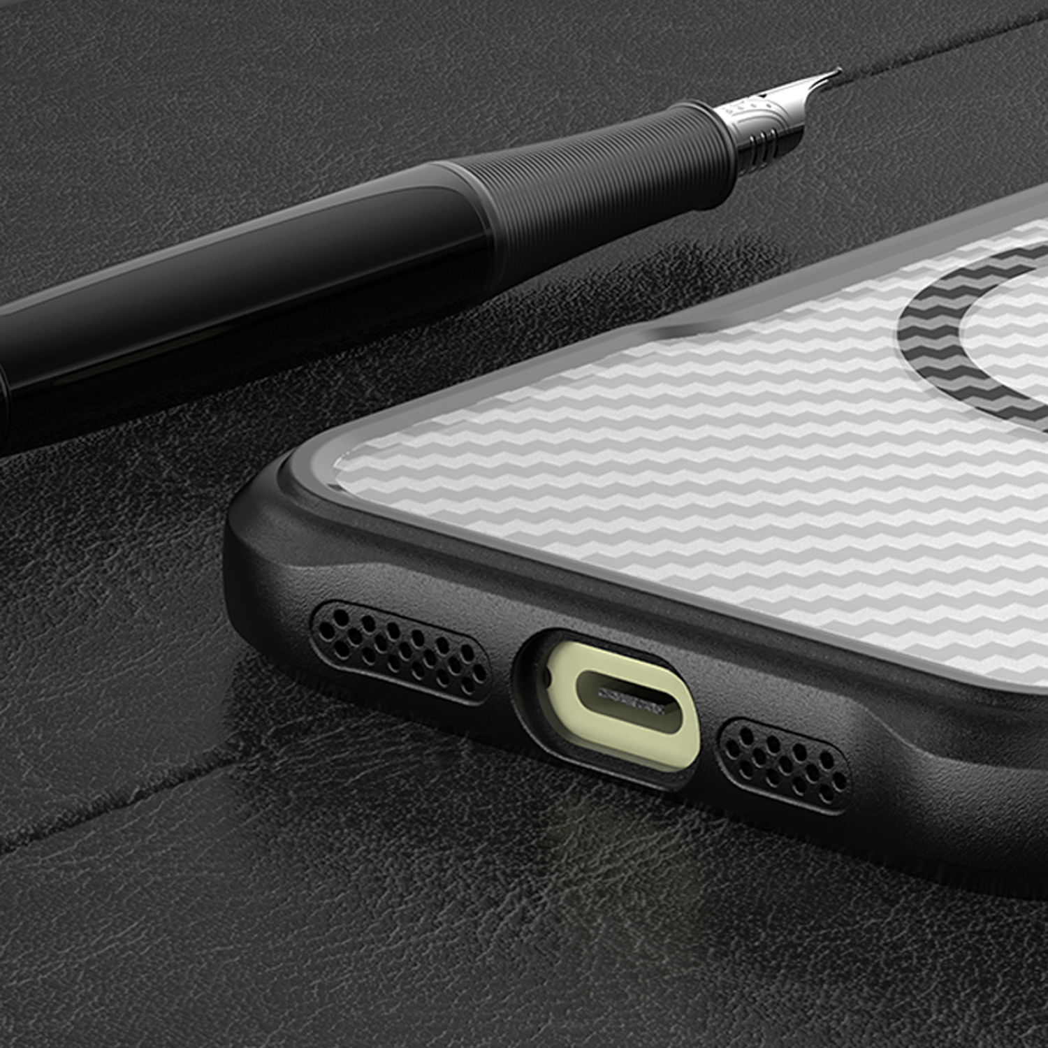 Defender Carbon Mag-fodral för iPhone 14 Pro Max 6,7 tum svart