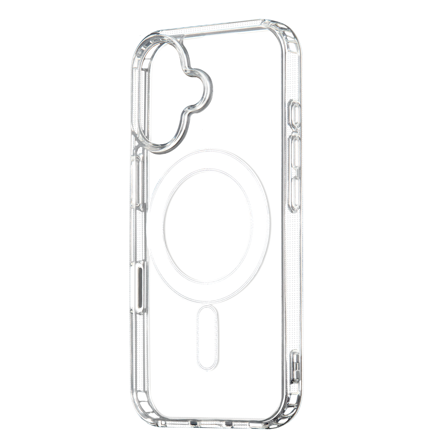 Anti Shock 1,5 mm Mag-fodral för iPhone 16 Plus 6,7″ transparent med stort hål + knapp