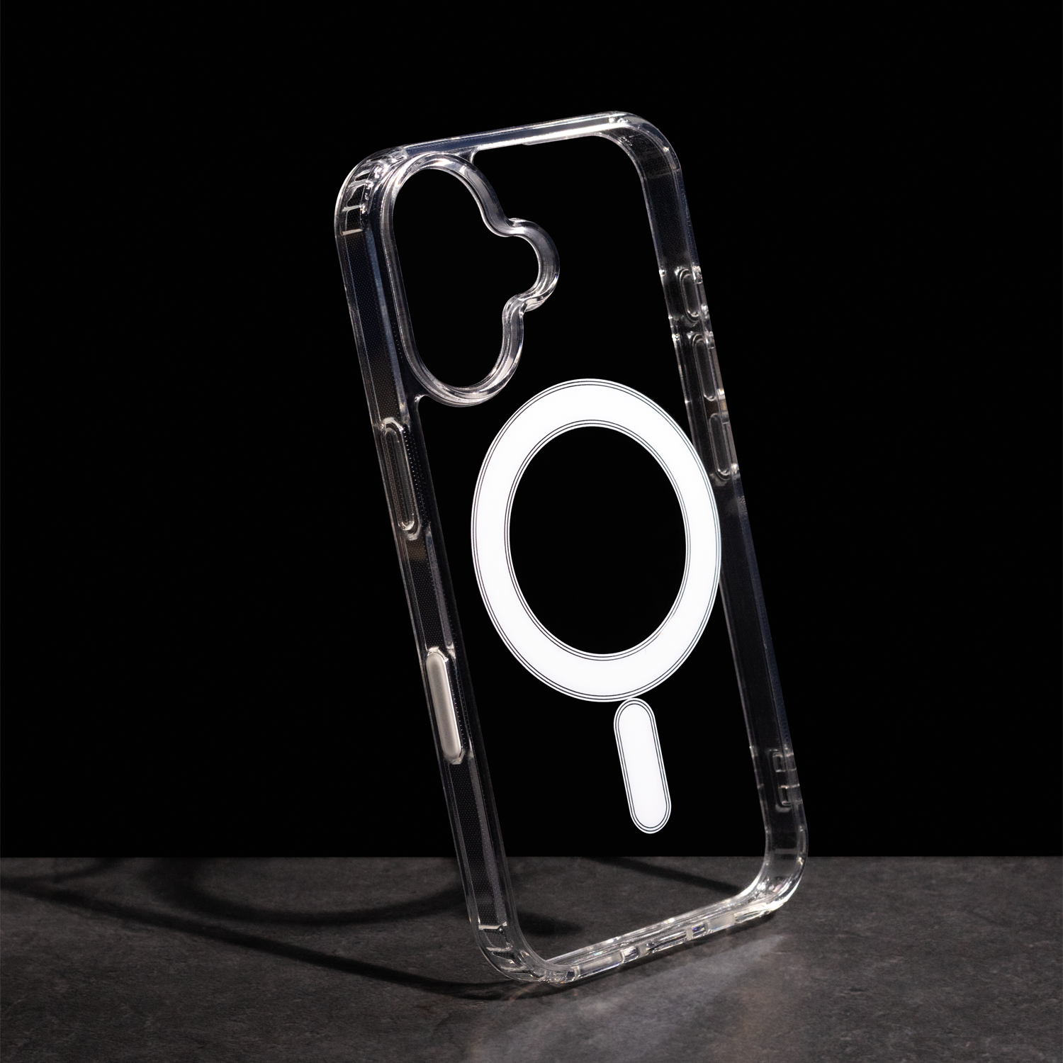 Anti Shock 1,5 mm Mag-fodral för iPhone 16 Plus 6,7″ transparent med stort hål + knapp