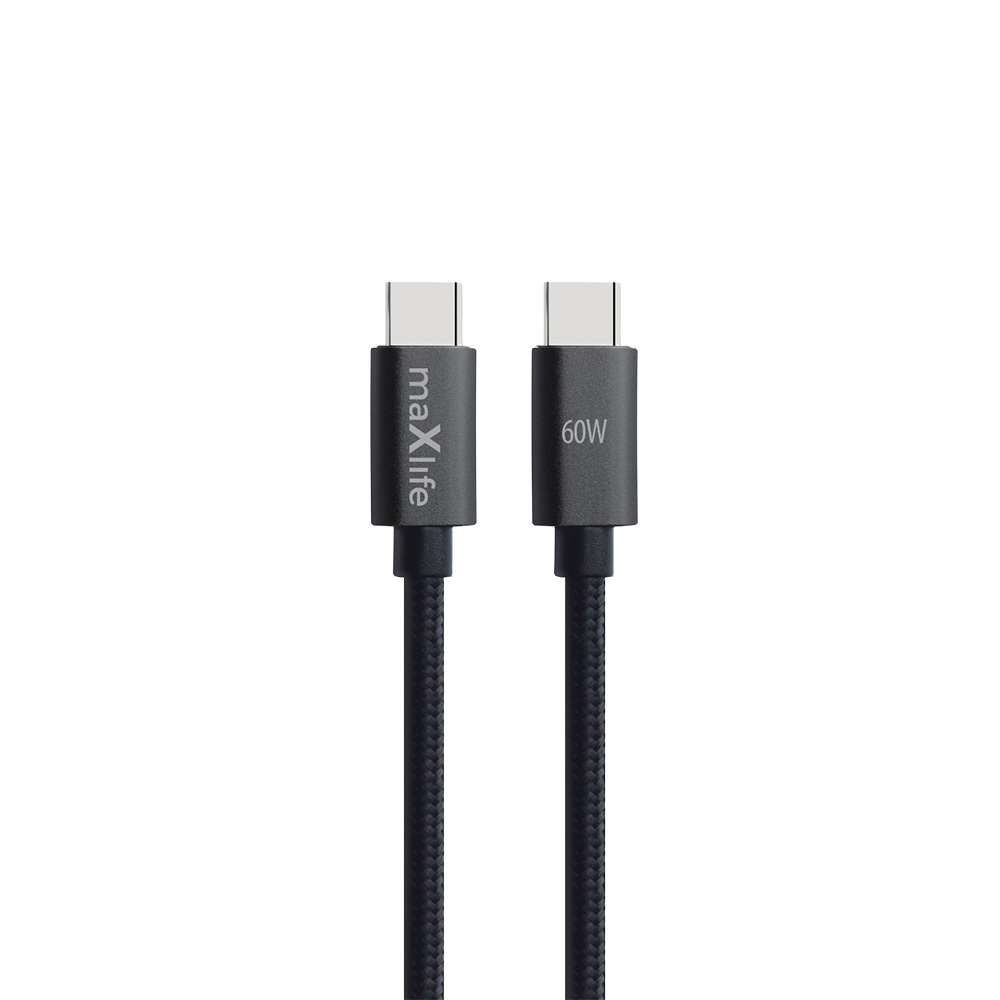 Maxlife MXUC-12 cable USB-C – USB-C 1,0 m 60W black