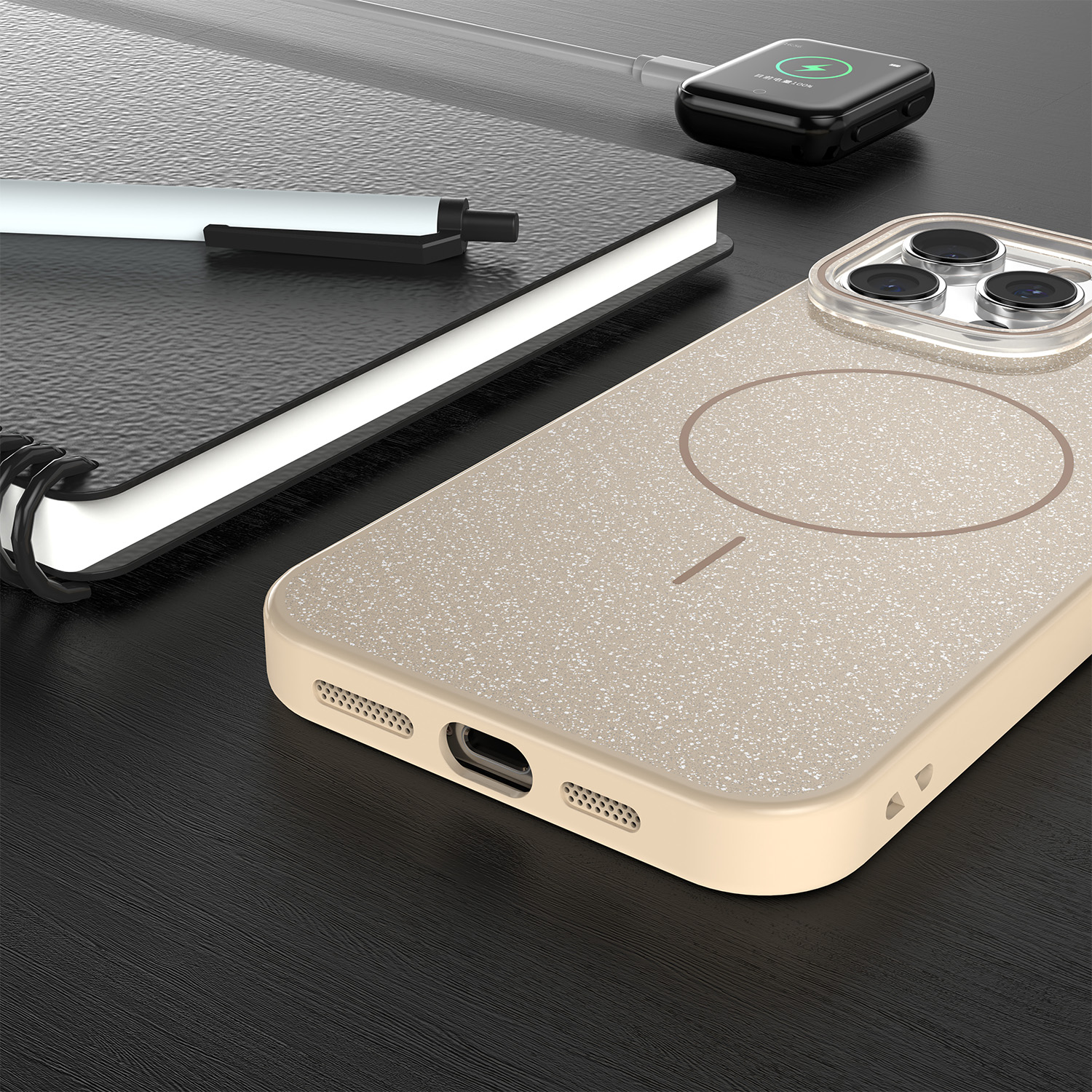 Glitter Thin Mag case for iPhone 17 6,3″ brown