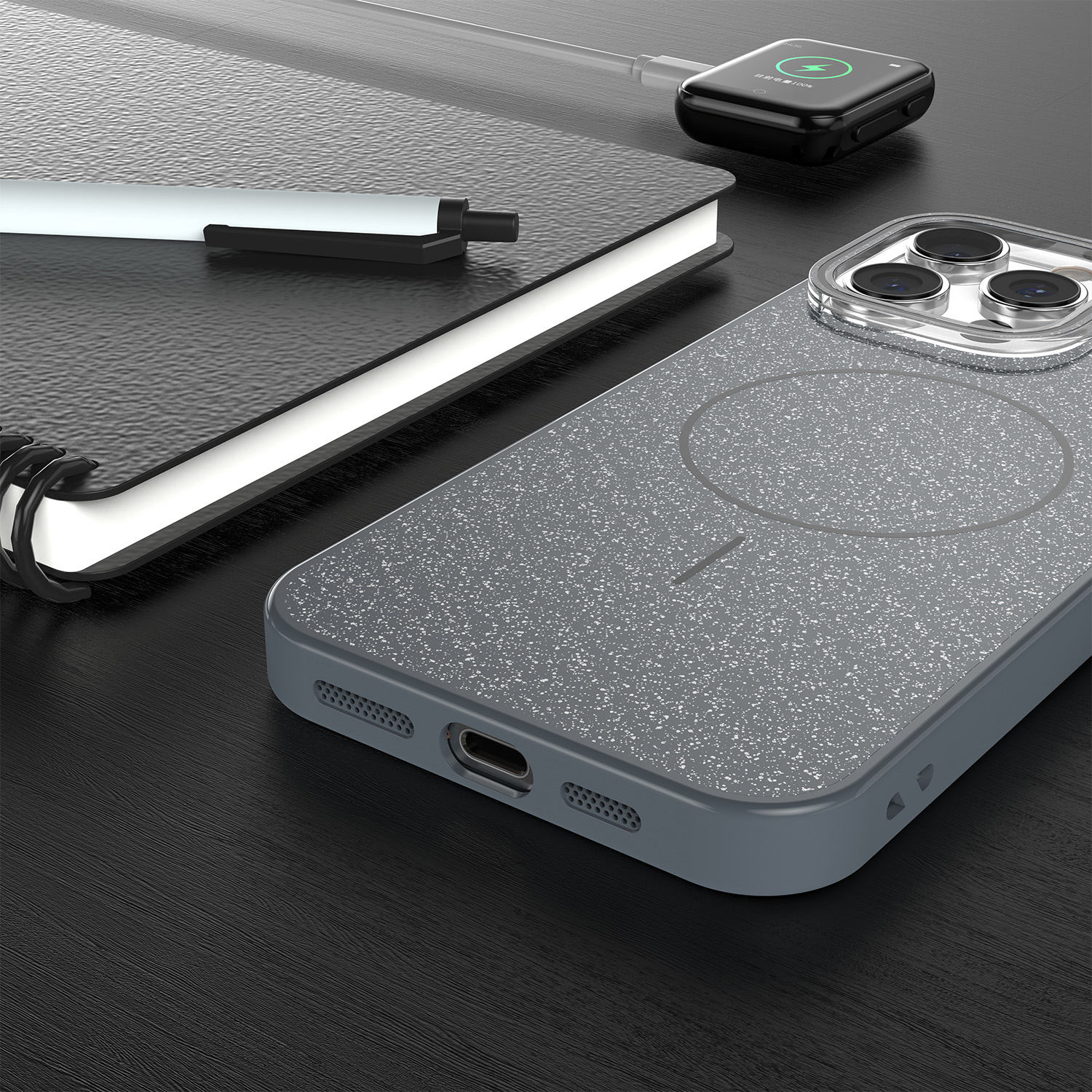 Glitter Thin Mag case for iPhone 17 6,3″ black