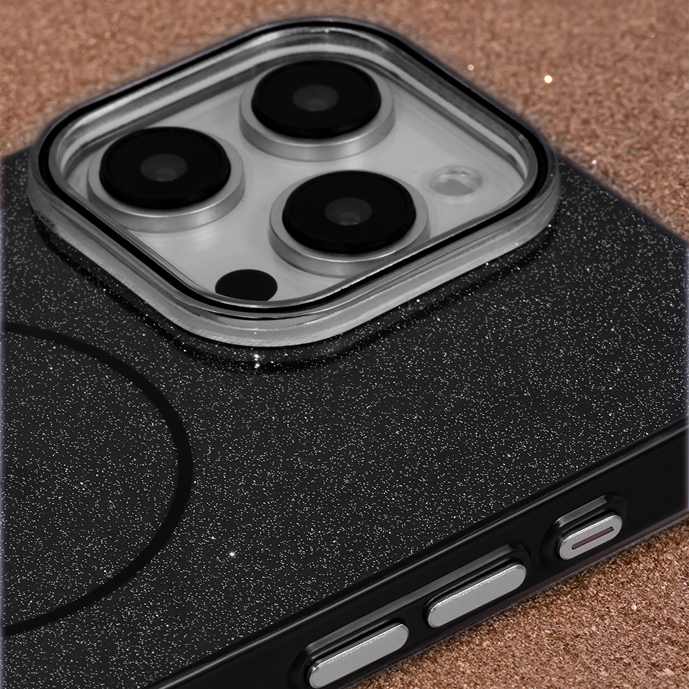 Glitter Thin Mag-fodral för iPhone 16 6,1″ svart