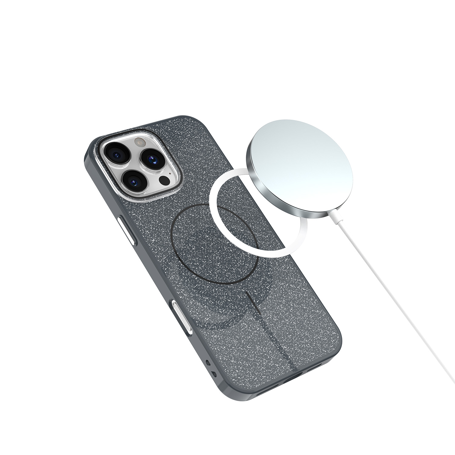 Glitter Thin Mag-fodral för iPhone 16 6,1″ svart