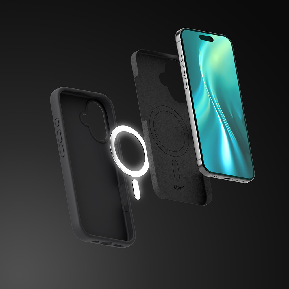 Etteri Silikon-Mag-fodral för iPhone 16e svart