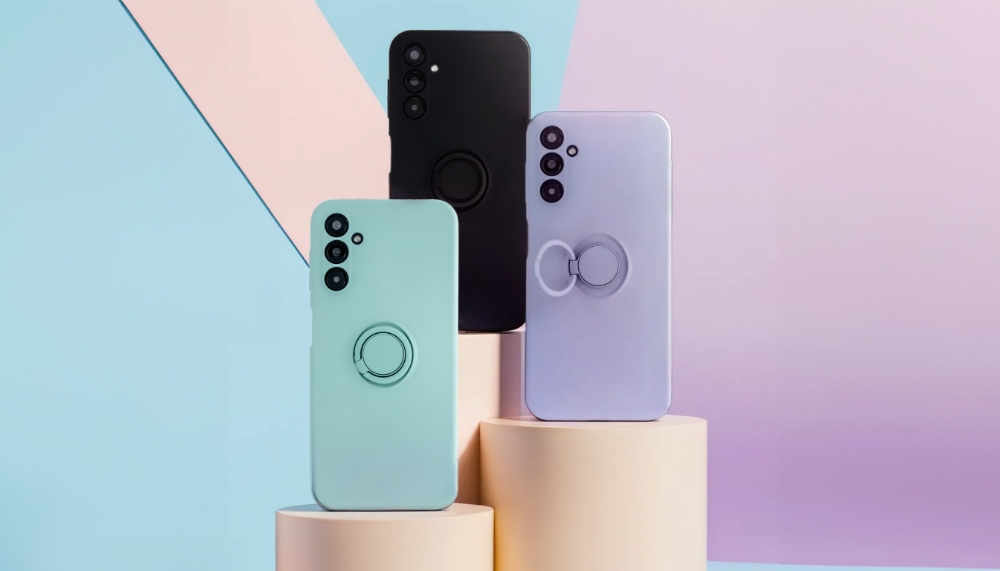 Fingerringsbox för Samsung Galaxy S23 FE, ljusgrå