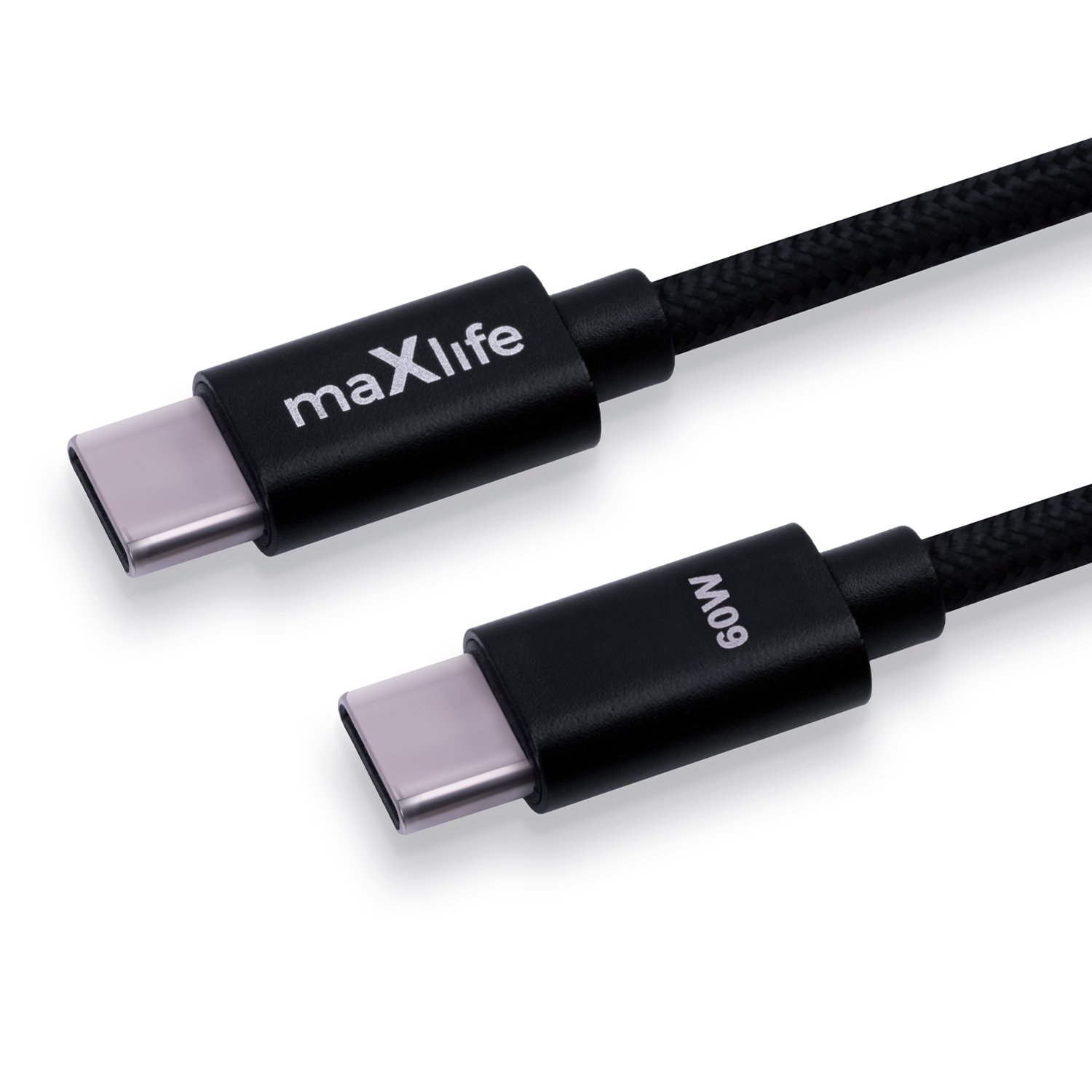 Maxlife MXUC-12 cable USB-C – USB-C 1,0 m 60W black