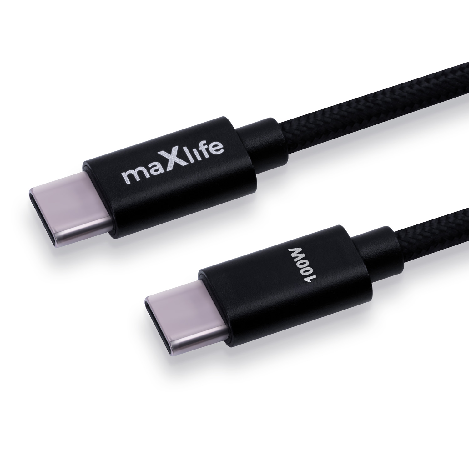 Maxlife MXUC-12 cable USB-C – USB-C 1,0 m 100W black