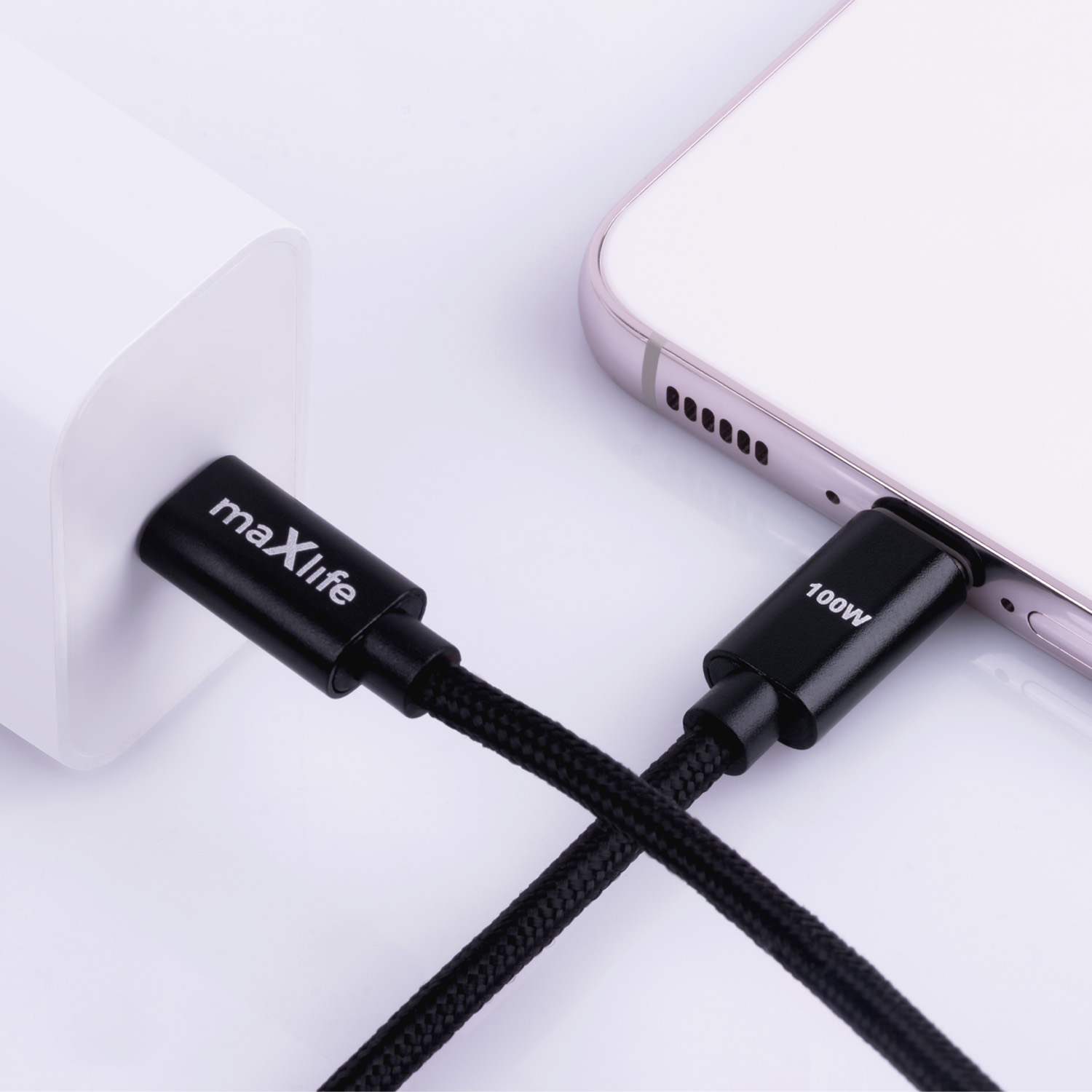 Maxlife MXUC-12 cable USB-C – USB-C 1,0 m 100W black