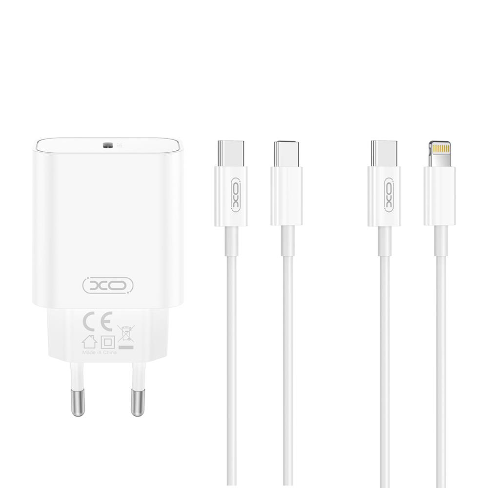 XO wall charger CE32 PD 20W 1x USB-C white + USB-C – USB-C cable