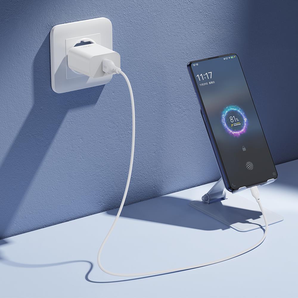 XO wall charger CE33 QC 18W 1x USB white + cable USB-C