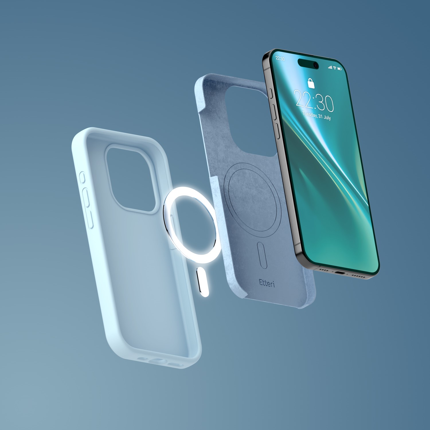 Etteri Silicone Mag-fodral för iPhone 12 / 12 Pro 6,1 tum ljusblå