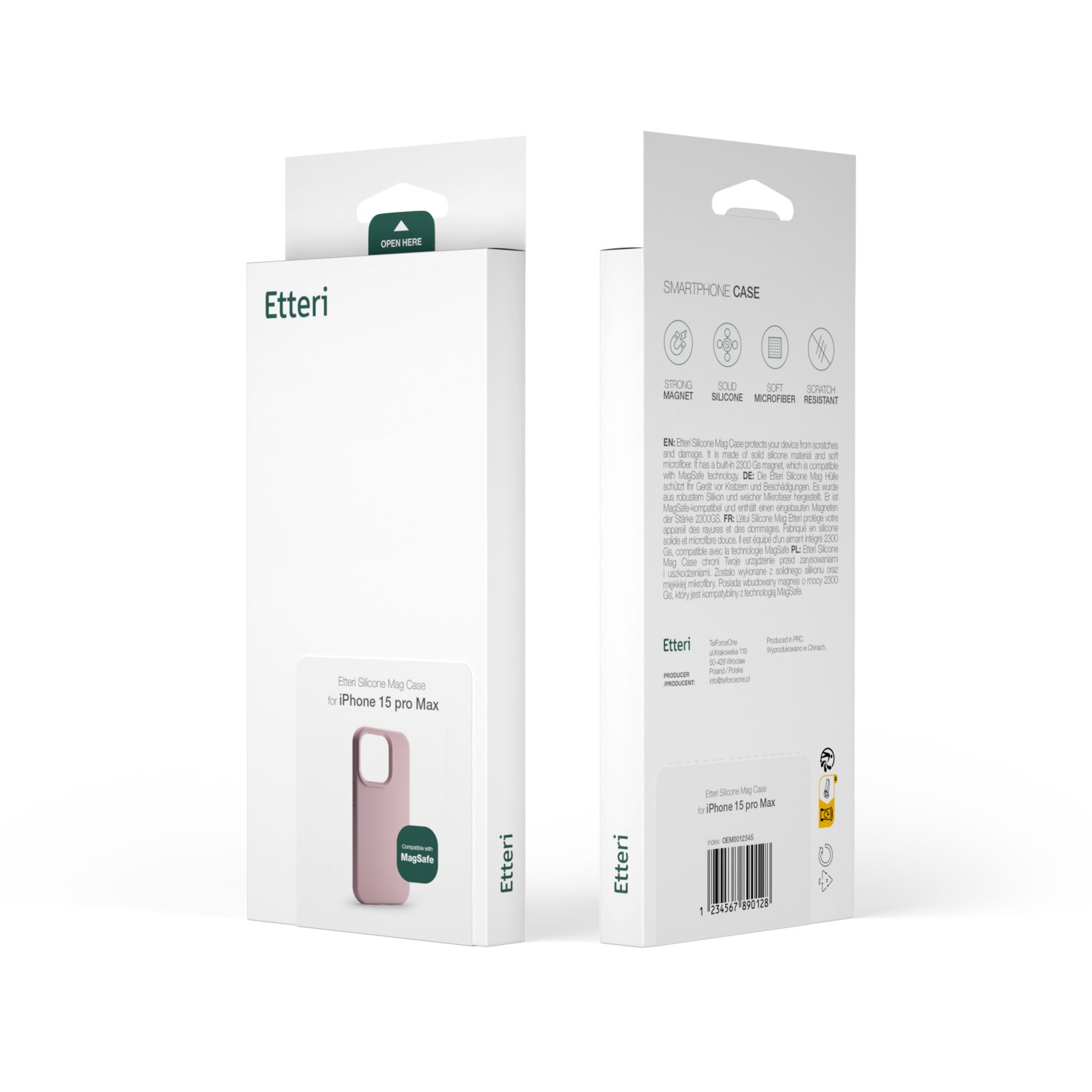 Etteri Silicone Mag-fodral för iPhone 12 / 12 Pro 6,1″ ljusrosa