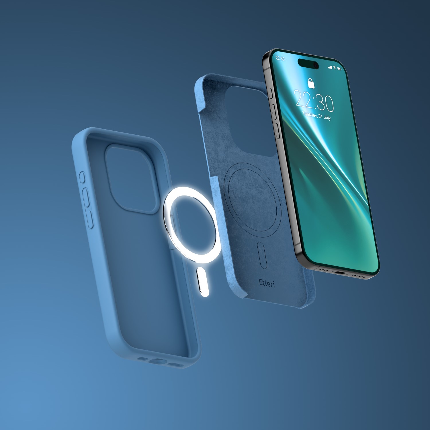 Etteri Silicone Mag-fodral för iPhone 15 Pro Max 6,7″ mörkblå