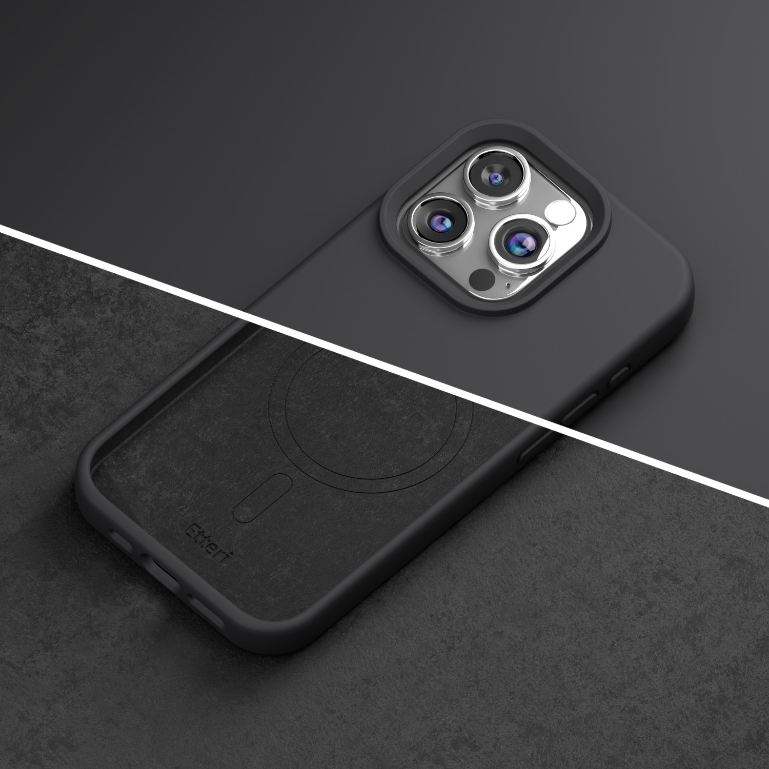 Etteri Silicone Mag case for iPhone 15 Pro Max 6,7″ black