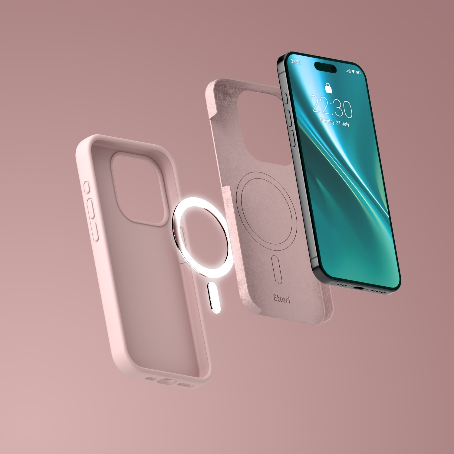 Etteri Silicone Mag-fodral för iPhone 15 Pro Max 6,7″ ljusrosa